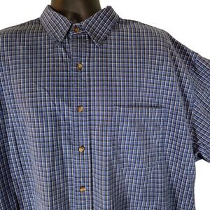 Eddie Bauer Blue Plaid Button Down Shirt Long Sleeve Cotton‎ Casual Mens XXL